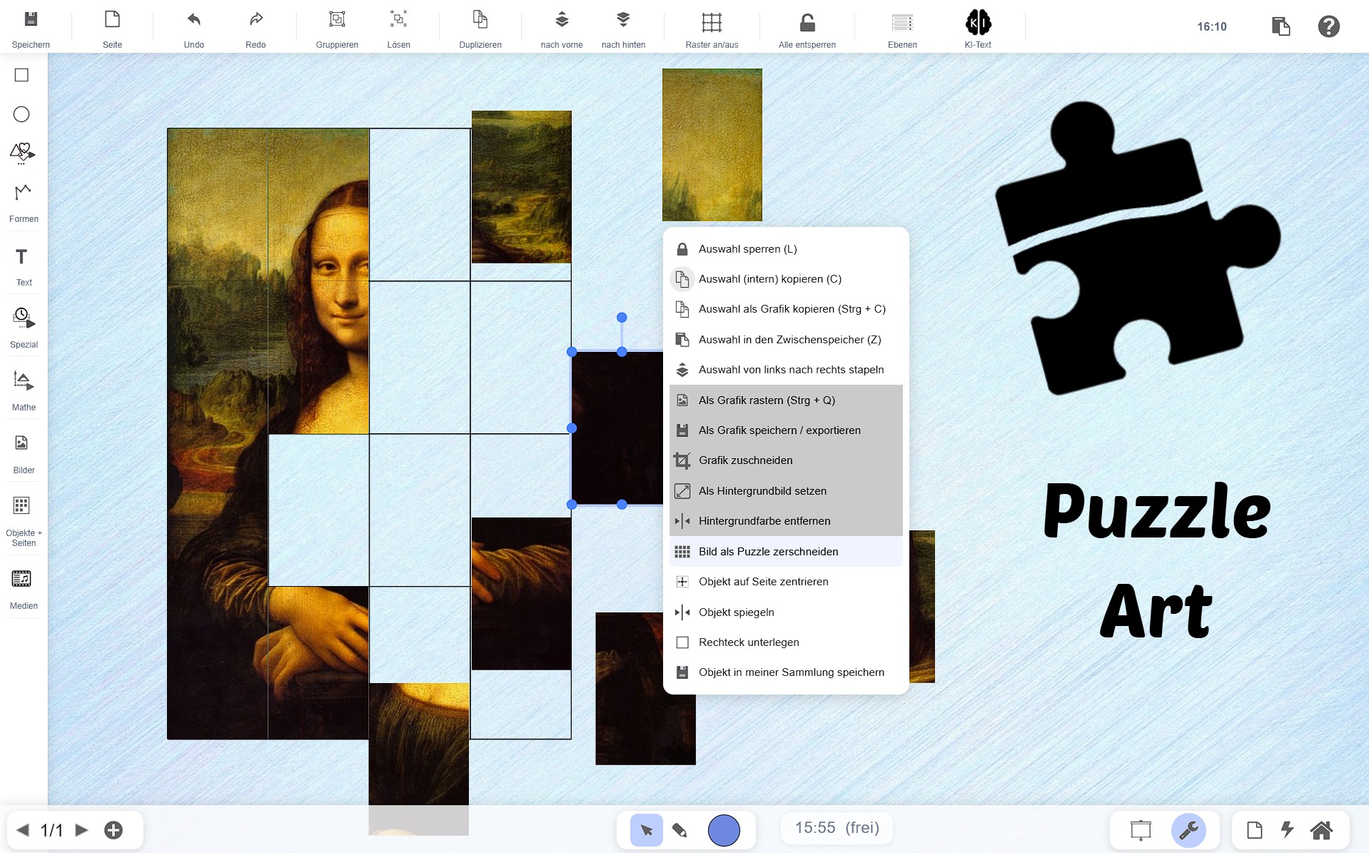 Bild in Puzzleteile zerschnitten